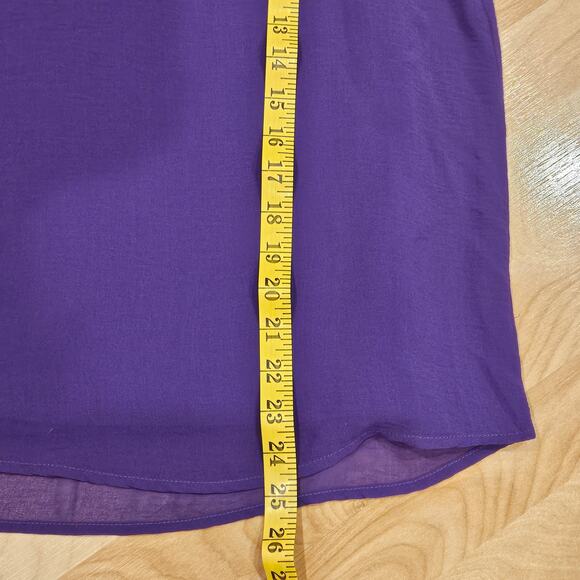 Kylie Paige Top Womens L Barbie Chiffon Tank V Neck Flowy Sheer Lined Purple - Picture 4 of 10